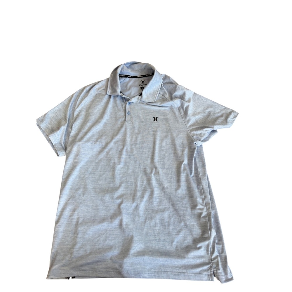 Hurley Mens‎ Performance Polo Shirt Light Blue Heathered Stretch Size Large L